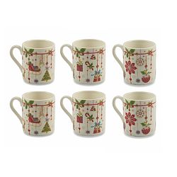 Sada 6 hrnků z kostního porcelánu Villa d'Este Sweetxmas Tazzine Caffe Casetta