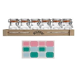 Sada 6 kořenek v dřevěné poličce Kilner Herbs&Spices