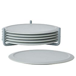 Sada 6 modrošedých podložek pod hrnek se stojánkem Zone Singles