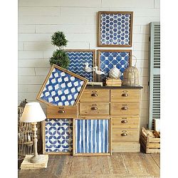 Sada 6 obrazů v dřevěných rámech Orchidea Milano Geometrical Blue, 50 x 50 cm