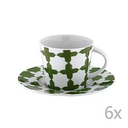 Sada 6 porcelánových hrnků na čaj s podšálky Drosoula