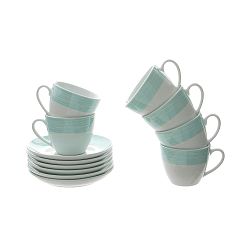 Sada 6 porcelánových hrnků na čaj s podšálky Kasanova Sarah Light