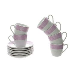 Sada 6 porcelánových hrnků na kávu s podšálky Kasanova Sarah Lilic