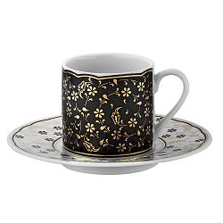 Sada 6 porcelánových šálků s podšálkem Kutahya Dark, 50 ml