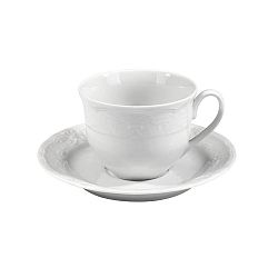 Sada 6 šálků s podšálkem z bílého porcelánu Kutahya Concept