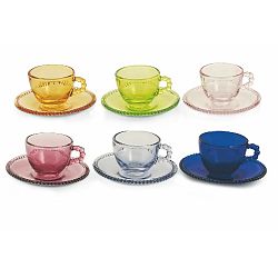 Sada 6 skleněných šálků s podšálkem Villa d'Este Coloured, 80 ml