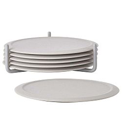 Sada 6 světle šedých podložek pod hrnek se stojánkem Zone Singles
