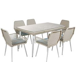 Sada 6 židlí a jídelního stolu z umělého ratanu Santiago Pons Jardin