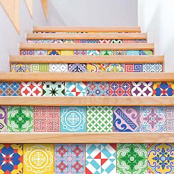 Sada 60 dekorativních samolepek na stěnu Ambiance Colorful, 15 x 15 cm