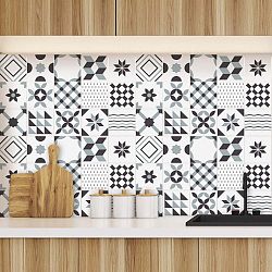 Sada 60 dekorativních samolepek na stěnu Ambiance Geometric Grey