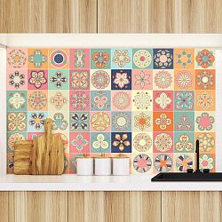 Sada 60 dekorativních samolepek na stěnu Ambiance Montevideo, 10 x 10 cm