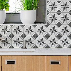 Sada 60 nástěnných samolepek Ambiance Wall Decal Cement Tiles Numa, 15 x 15 cm