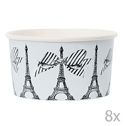 Sada 8 papírových kelímků na zmrzlinu se lžičkami Miss Étoile Paris
