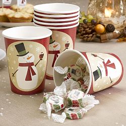 Sada 8 papírových kelímků Neviti Let It Snow Snowman