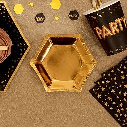 Sada 8 papírových talířů Neviti Glitz & Glamour Goldie