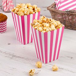 Sada 8 růžových papírových krabiček na popcorn Neviti Carnival Stripes