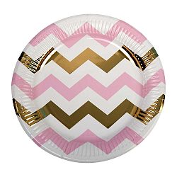 Sada 8 růžových papírových talířů Neviti Pattern Works Zig