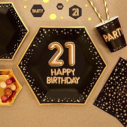 Sada 8 velkých papírových talířů Neviti Glitz & Glamour Happy 21