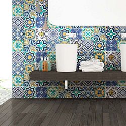 Sada 9 nástěnných samolepek Ambiance Wall Stickers Tiles Azulejos Vintage Arabesques, 20 x 20 cm