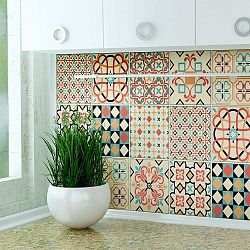 Sada 9 samolepek na stěnu Ambiance Azulejos Angelino, 15 x 15 cm