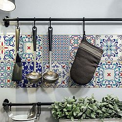 Sada 9 samolepek na stěnu Ambiance Azulejos Angelino Blue, 15 x 15 cm