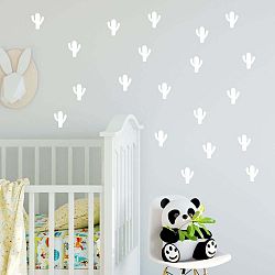 Sada bílých samolepek na zeď North Carolina Scandinavian Home Decors Cacti