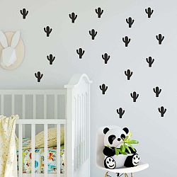 Sada černých samolepek na zeď North Carolina Scandinavian Home Decors Cacti