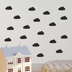 Sada černých samolepek na zeď North Carolina Scandinavian Home Decors Cloudy