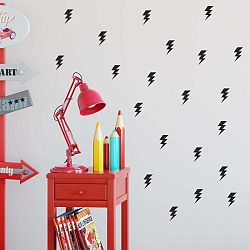 Sada černých samolepek na zeď North Carolina Scandinavian Home Decors Lightningh