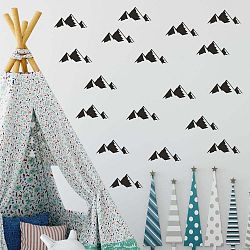 Sada černých samolepek na zeď North Carolina Scandinavian Home Decors Mountain