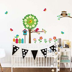 Sada dětských samolepek na zeď Ambiance Little Owl and His Friends