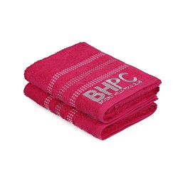 Sada dvou ručníků v barvě fuchsia Beverly Hills Polo Club Stripes, 90 x 50 cm