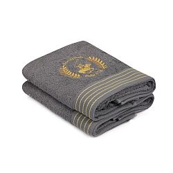 Sada dvou šedých ručníků Beverly Hills Polo Club Horses, 90 x 50 cm