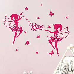 Sada fuchsiových nástěnných dětských samolepek s abecedou Ambiance Dreamy Fairies