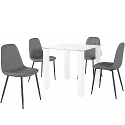 Sada jídelního stolu a 4 šedých židlí Støraa Dante, délka stolu 80 cm