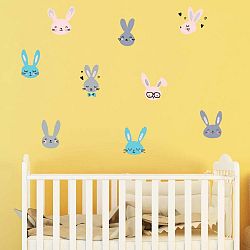 Sada nástěnných dětských samolepek Ambiance Adorable Bunnies