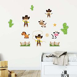 Sada nástěnných dětských samolepek Ambiance Cowboys and Cows
