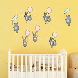 Sada nástěnných dětských samolepek Ambiance Forest Animals Celebration