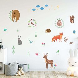 Sada nástěnných dětských samolepek Ambiance Scandinavian Animals of The Forest