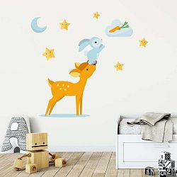 Sada nástěnných dětských samolepek Ambiance Scandinavian Animals Rabbit and Fawn