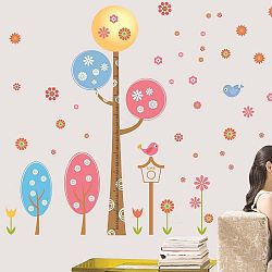 Sada nástěnných samolepek Ambiance Round Trees And Flowers