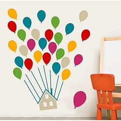 Sada nástěnných samolepek House With Balloons Multi