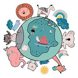 Sada samolepek na zeď Ambiance Animals around the World