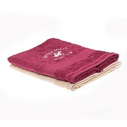 Sada vínového a béžového ručníku Beverly Hills Polo Club Tommy Orj, 50 x 100 cm