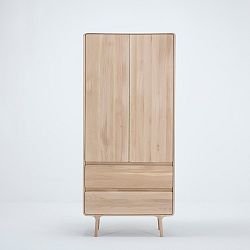 Šatní skříň z masivního dubového dřeva se 2 zásuvkami Gazzda Fawn