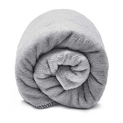 Šedá bavlněná deka s černým lemem Mumla, 100 x 150 cm