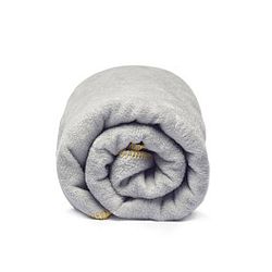 Šedá bavlněná deka se žlutým lemem Mumla, 100 x 150 cm