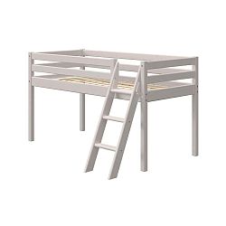 Šedá dětská postel z borovicového dřeva s žebříkem Flexa Classic, výška 120 cm