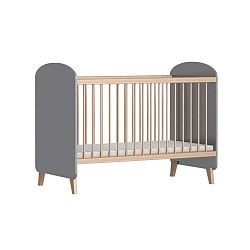 Šedá dětská postýlka s lištou proti okusu FAKTUM Colette, 60 x 120 cm