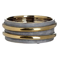 Šedá keramická dekorativní mísa s detaily ve zlaté barvě InArt, ⌀ 19,5 cm